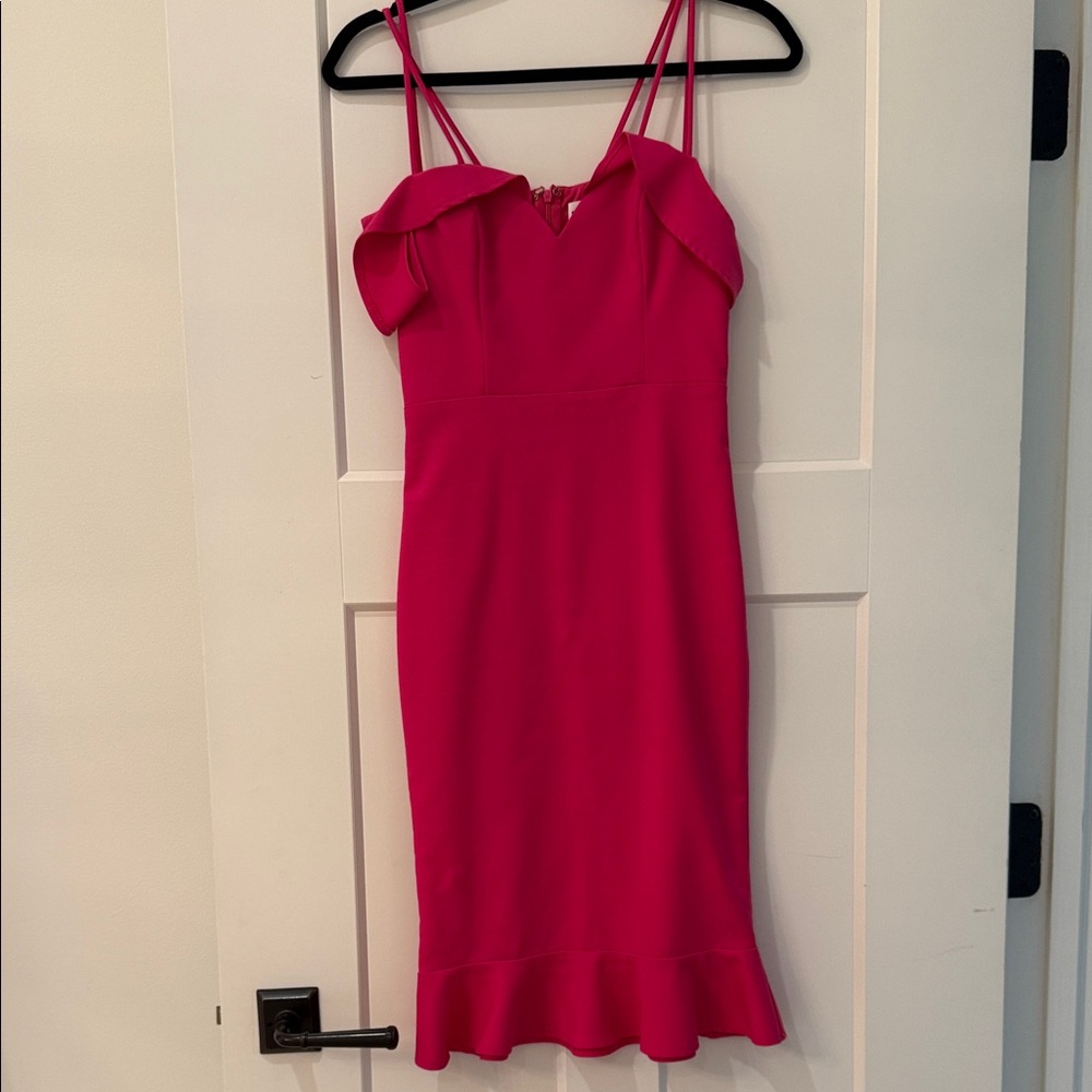 Superdown Ruffle-Trim Fuchsia Sheath Dress